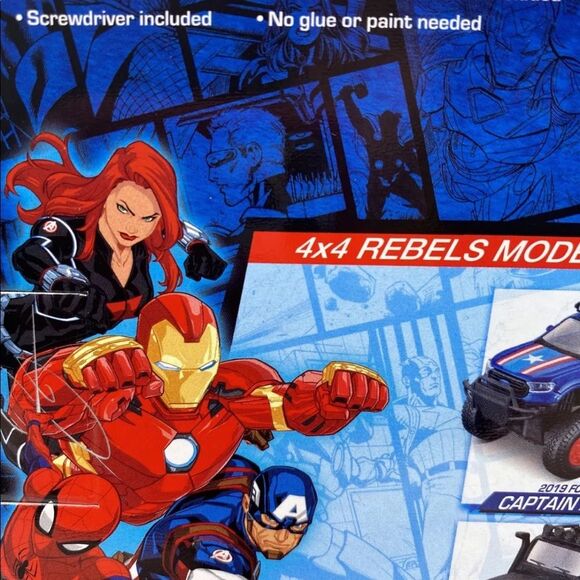 Marvel Diecast Metal Car Model Kit 4x4 Rebels Black Widow Spiderman IronMan - Picture 10 of 10